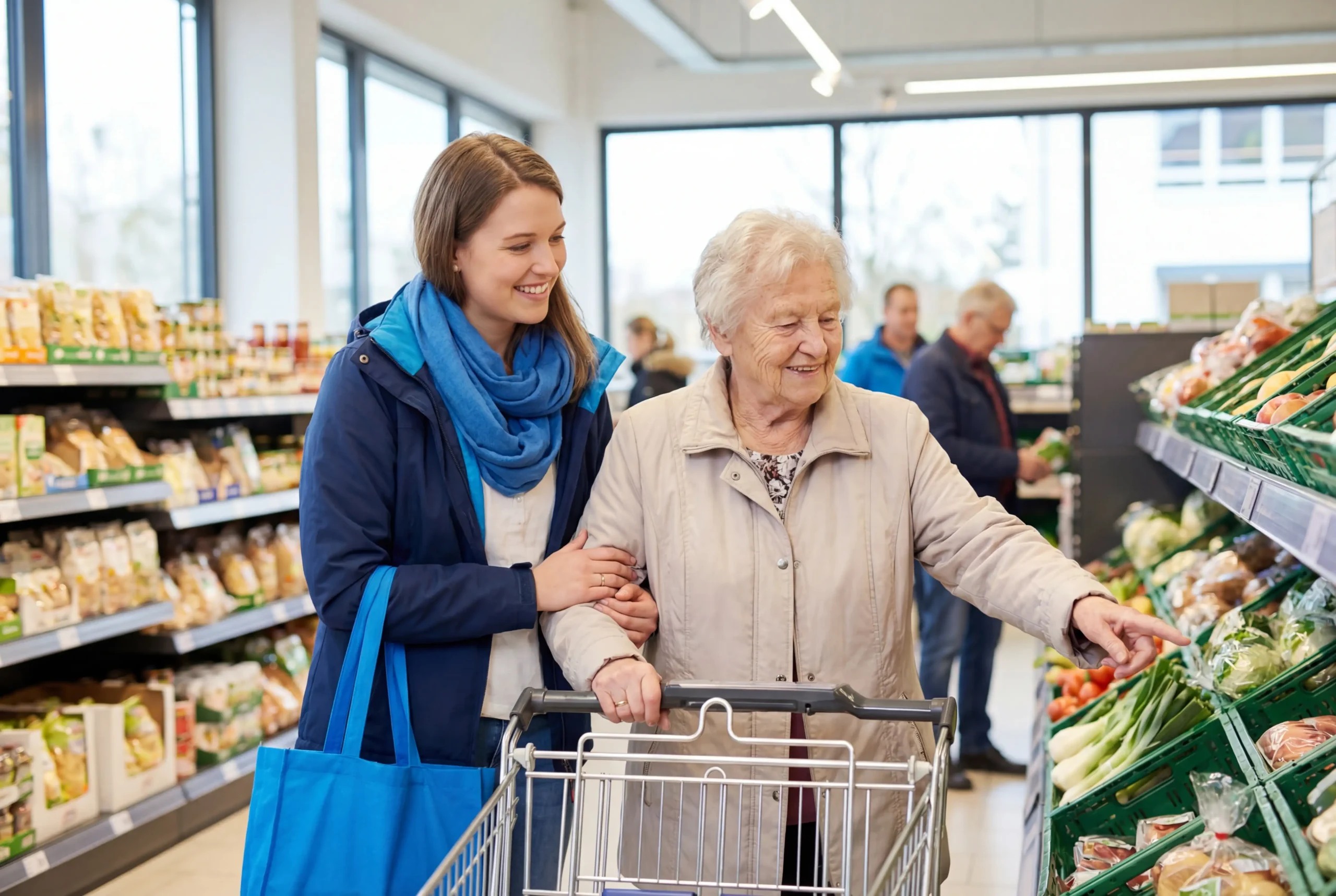 Woman helps grandmother
